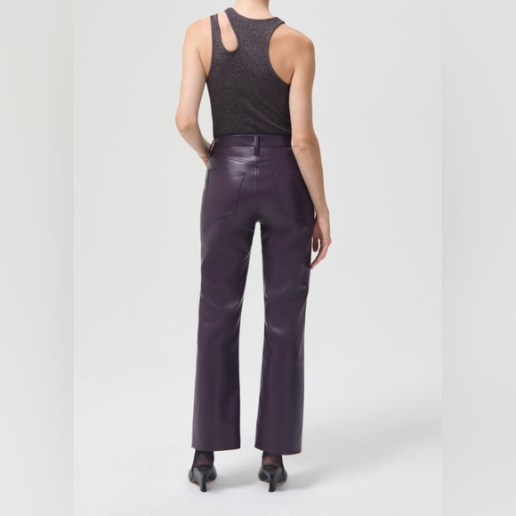 NWOT AGOLDE Recycled Leather Relaxed Boot Cut in Night Shade Size 25 - Picture 7 of 14